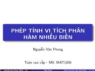Bài giảng Toán cao cấp - Chương 7: Phép tính vi tích phân hàm nhiều biến - Nguyễn Văn Phong