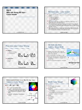 Bài giảng Các giải thuật sinh các thực thể cơ sở - Bài 6: Mầu sắc trong đồ họa – Color model - Lê Tấn Hùng