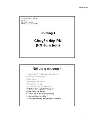 Bài giảng Dụng cụ bán dẫn - Chương 4, Phần 2: Chuyển tiếp PN (PN Junction) - Hồ Trung Mỹ