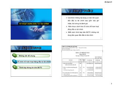 Bài giảng Kế toán tài chính - Chương 5: Kế toán hoạt động đầu tư tài chính - Nguyễn Thị Kim Cúc