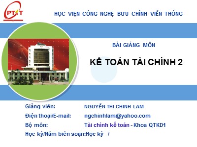 Bài giảng Kế toán tài chính (Phần 2) - Nguyễn Thị Chinh Lam