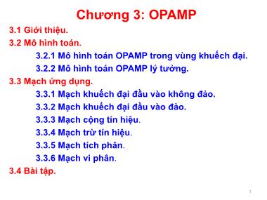 Bài giảng Kỹ thuật điện - Chương 3: OPAMP