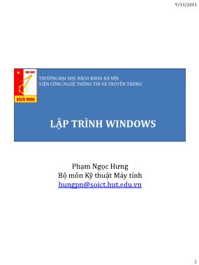 Bài giảng Lập trình Windows - Phạm Ngọc Hưng