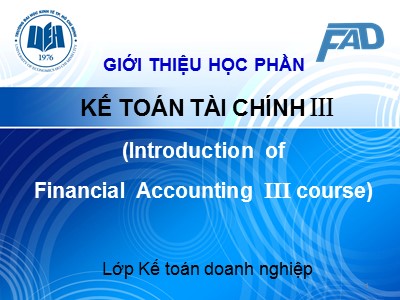 Bài giảng môn Kế toán tài chính 2