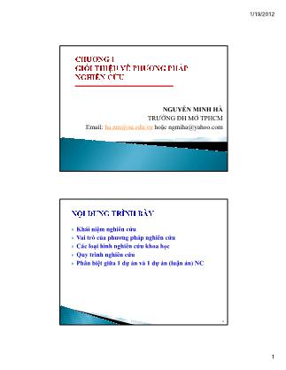 Bài giảng Phương pháp nghiên cứu - Chương 1: Nghiên cứu về phương pháp nghiên cứu - Nguyễn Minh Hà