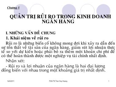 Bài giảng Quản trị ngân hàng thương mại - Chương 5: Quản trị rủi ro trong kinh doanh ngân hàng