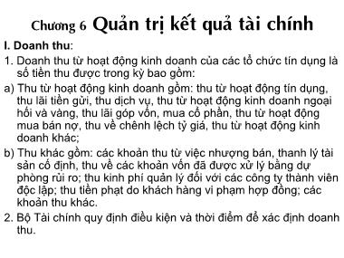 Bài giảng Quản trị ngân hàng thương mại - Chương 6: Quản trị kết quả tài chính