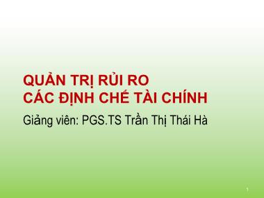 Bài giảng Quản trị rủi ro các định chế tài chính - Chương 3: Rủi ro tín dụng - Trần Thị Thái Hà