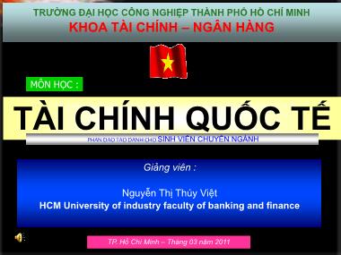 Bài giảng Tài chính quốc tế - Nguyễn Thị Thúy Việt