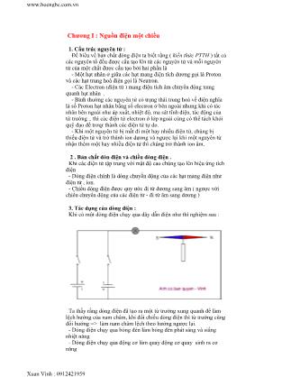 Giáo trình Vật lý - Chương I: Nguồn điện một chiều