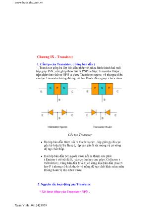 Giáo trình Vật lý - Chương IX: Transistor