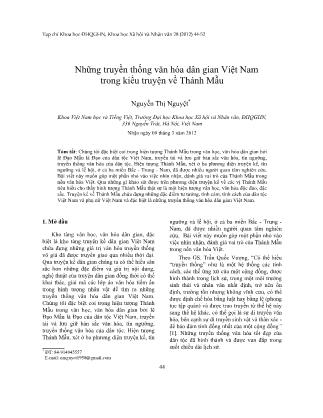 Những truyền thống văn hóa dân gian Việt Nam trong kiểu truyện về Thánh Mẫu - Nguyễn Thị Nguyệt