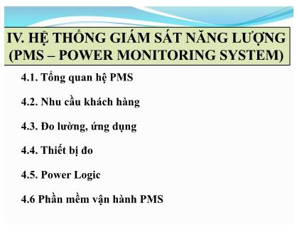 Bài giảng Hệ thống quản lý tòa nhà - Chương 4: Hệ thống giám sát năng lượng