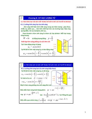Bài giảng Vật lý đại cương - Chương 3: Cơ học lượng tử