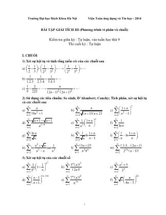 Bài tập môn Giải tích III (Phương trình vi phân và chuỗi)