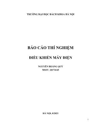 Báo cáo thi nghiệm môn Điều khiển máy điện - Nguyễn Hoàng Quý