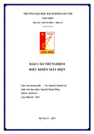 Báo cáo thi nghiệm môn Điều khiển máy điện - Nguyễn Mạnh Hùng