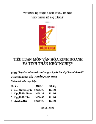 Đề tài Đạo đức kinh doanh của Công ty cổ phần Sữa Việt Nam – Vinamilk