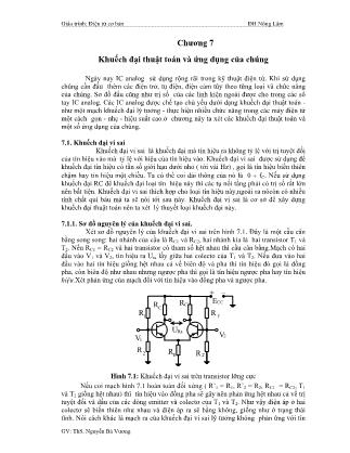 Giáo trình Điện tử cơ bản - Chương 7: Khuếch đại thuật toán và ứng dụng của chúng - Nguyễn Bá Vương