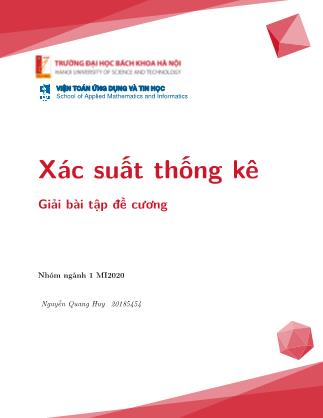 Tài liệu xác suất thống kê - Giải bài tập đề cương - Nguyễn Quang Huy