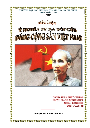 Tiểu luận Ý nghĩa lịch sử sự ra đời của Đảng Cộng sản Việt Nam