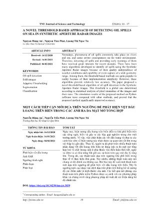 A novel threshold based approach of detecting oil spills on sea in synthetic aperture radar images