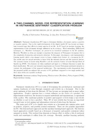 A two-channel model for representation learning in vietnamese sentiment classification problem