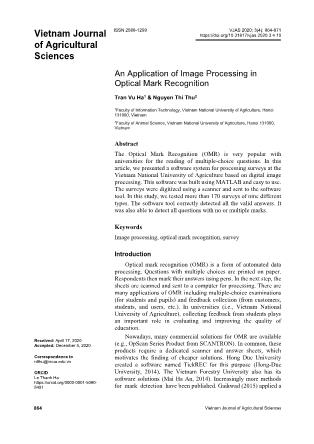 An Application of Image Processing in Optical Mark Recognition