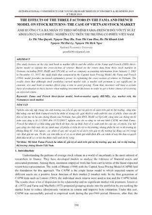 Ảnh hưởng của ba nhân tố theo mô hình fama-french đối với tỷ suất sinh lời của cổ phiếu: Nghiên cứu trên thị trường cổ phiếu Việt Nam