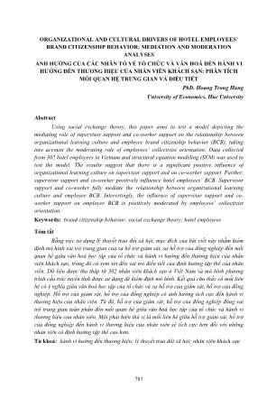 Ảnh hưởng của các nhân tố về tổ chức và văn hoá đến hành vi hướng đến thương hiệu của nhân viên khách sạn: Phân tích mối quan hệ trung gian và điều tiết
