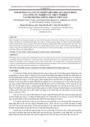 Ảnh hưởng của cơ cấu sở hữu đến hiệu quả hoạt động của công ty: Nghiên cứu thực nghiệm tại thị trường chứng khoán Việt Nam