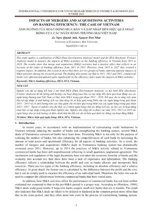 Ảnh hưởng của hoạt động mua bán và sáp nhập đến hiệu quả hoạt động của các ngân hàng thương mại Việt Nam