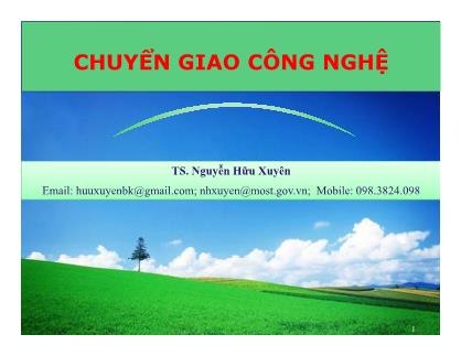 Bài giảng Chuyển giao công nghệ - Nguyễn Hữu Xuyên