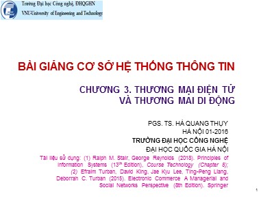 Bài giảng Cơ sở hệ thống thông tin - Chương 3: Thương mại điện tử và thương mại di động - Hà Quang Thụy