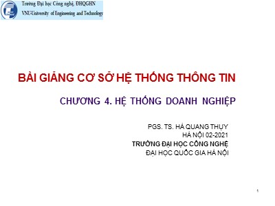 Bài giảng Cơ sở hệ thống thông tin - Chương 4: Hệ thống doanh nghiệp - Hà Quang Thụy