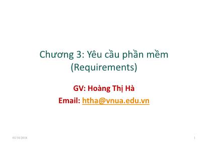 Bài giảng Công nghệ phần mềm - Chương 3: Yêu cầu phần mềm - Hoàng Thị Hà