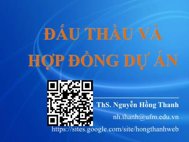 Bài giảng Đấu thầu và hợp đồng dự án - Nguyễn Hồng Thanh