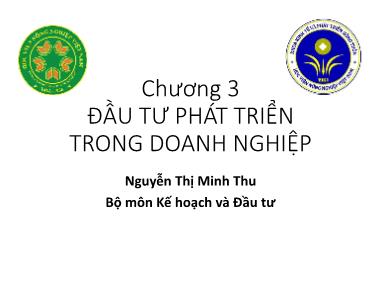 Bài giảng Kinh tế đầu tư - Chương 3: Đầu tư phát triển trong doanh nghiệp - Nguyễn Thị Minh Thu
