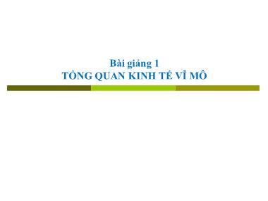 Bài giảng Kinh tế vĩ mô - Bài giảng 1: Tổng quan kinh tế vĩ mô