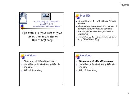 Bài giảng Lập trình hướng đối tượng - Bài 10: Biểu đồ use case và Biểu đồ hoạt động