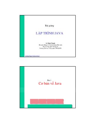 Bài giảng Lập trình Java - Lê Đình Thanh