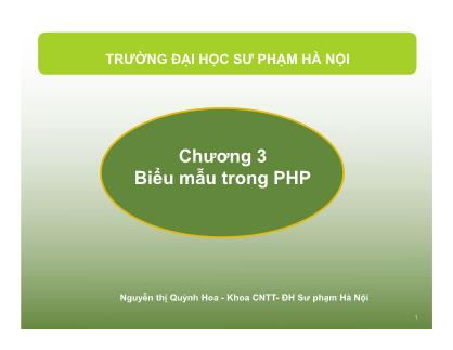 Bài giảng Lập trình trang web động - Chương 3: Biểu mẫu trong PHP - Nguyễn Thị Quỳnh Hoa