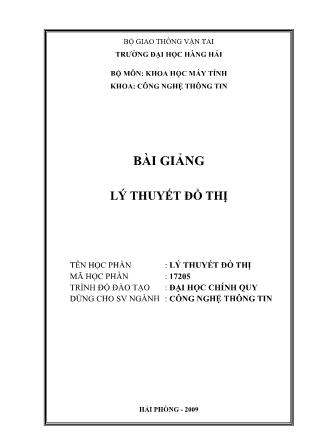 Bài giảng Lý thuyết đồ thị - Trường Đại học Hàng Hải