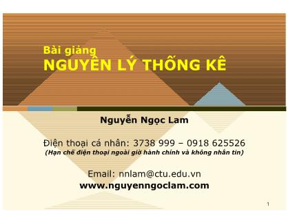 Bài giảng Nguyên lý thống kê - Giới thiệu môn học - Nguyễn Ngọc Lam