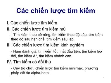 Bài giảng Trí tuệ nhân tạo - Chương 2b: Các chiến lược tìm kiếm - Lý Anh Tuấn