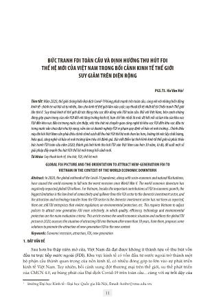 Bức tranh fdi toàn cầu và định hướng thu hút FDI thế hệ mới của Việt Nam trong bối cảnh kinh tế thế giới suy giảm trên diện rộng