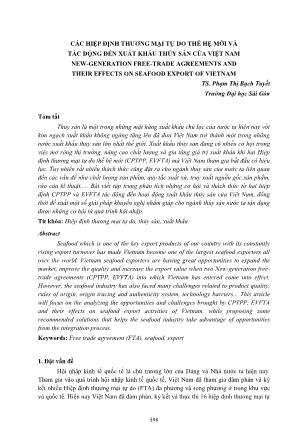 Các hiệp định thương mại tự do thế hệ mới và tác động đến xuất khẩu thủy sản của Việt Nam
