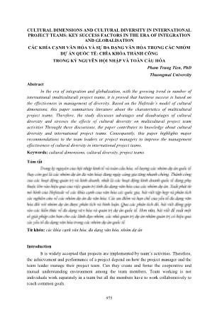 Các khía cạnh văn hóa và sự đa dạng văn hóa trong các nhóm dự án quốc tế: Chìa khóa thành công trong kỷ nguyên hội nhập và toàn cầu hóa