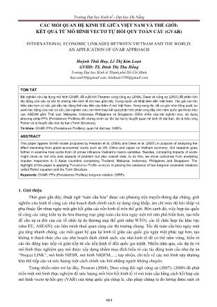 Các mối quan hệ kinh tế giữa Việt Nam và thế giới: Kết quả từ mô hình vectơ tự hồi quy toàn cầu (gvar)