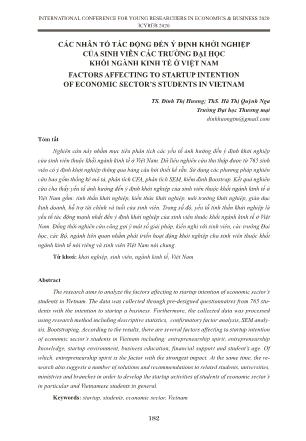 Các nhân tố tác động đến ý định khởi nghiệp của sinh viên các trường đại học khối ngành kinh tế ở Việt Nam